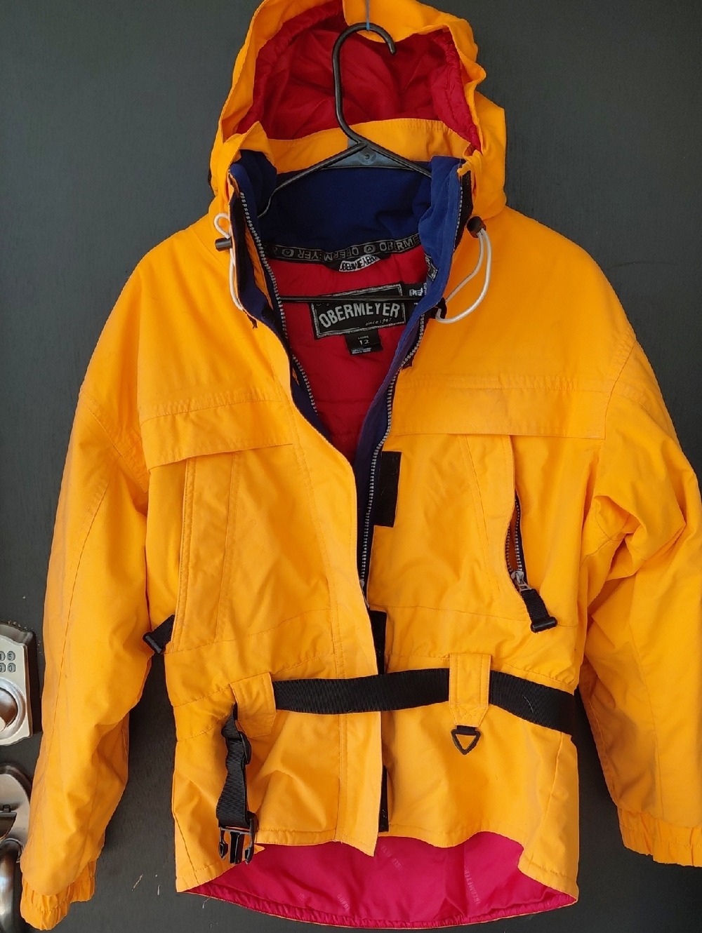 Vintage Obermeyer Bright Orange Ski Jacket | 80s 90s Colorblock Retro Snow Coat